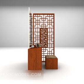 Dresser With Carving Wall 3d model