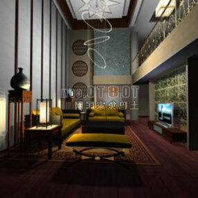 Duplex Living Room With Furniture Interior 3d model