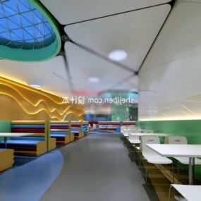 Diseño de muebles de restaurante ecológico modelo 3d