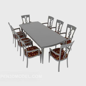 八人桌椅3d模型