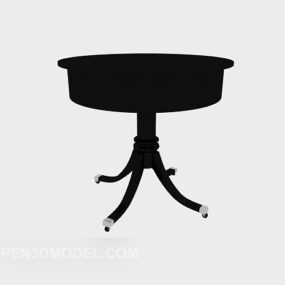 Elegante mesa de centro redonda de madera oscura modelo 3d