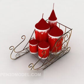 European Christmas Candles Decoration 3d model