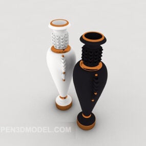 Modelo 3d de decoração de vaso de artesanato europeu