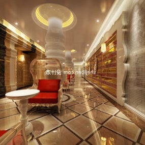 European Hotel Hall Space 3d-modell