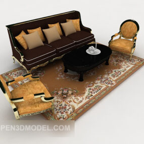 欧式金边华丽沙发3d模型