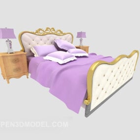 European Romantic Double Bed 3d model