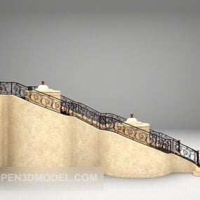 Garde-corps en fer pour escalier européen modèle 3D