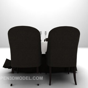 회색 의자가 있는 유럽 식탁 3d 모델