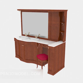 Miroir de salle de bain européen avec armoire modèle 3D