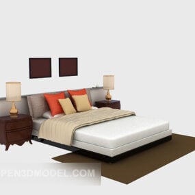 European Bed Carpet Lamp Full Set 3d model