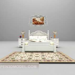 カーペット家具付きヨーロッパのヴィンテージポスターベッド3Dモデル