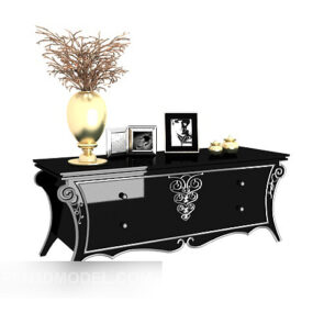European Black Decorative Side Cabinet 3d model