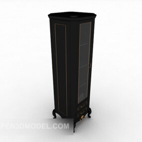Mô hình 3d tủ trưng bày màu đen châu Âu