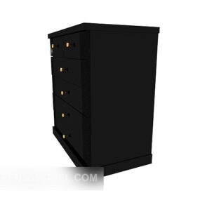 European Black Drawer Side Cabinet 3d model