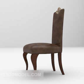 كرسي منزلي خشبي أوروبي بأرجل منحنية موديل 3D