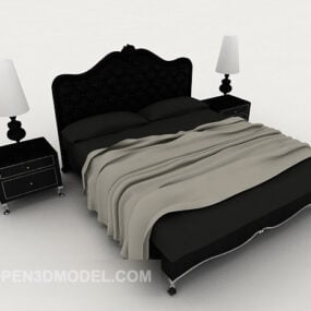 Europees zwart eenvoudig tweepersoonsbedmeubilair 3D-model