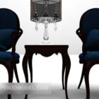 Europejski klasyczny niebieski stół i krzesło