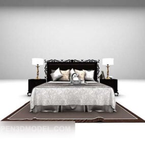 European Brown Bed Classic With Matta 3d-modell