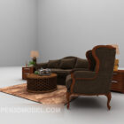 European Brown Sofa Large Full Sets