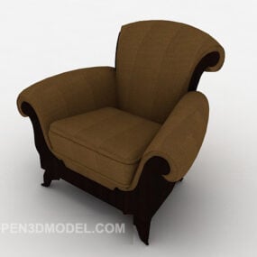 European Brown Leather Home Chair 3d model