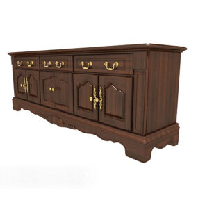 European Brown Home Side Cabinet 3d model