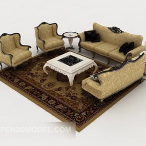 European Brown Pattern Sofa Sets 3d model