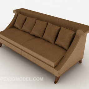 European Brown Simple Multi Seaters Sofa 3d model
