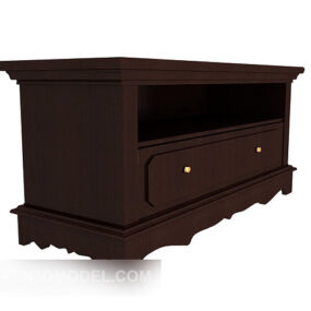 European Brown Solid Wood Cabinet 3d model