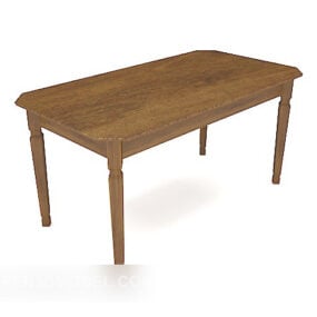 Brown Solid Wood Family Dinning Table 3d model