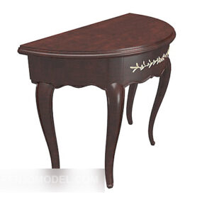 European Brown Solid Wood Side Table 3d model