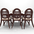 European Dinning Set Brown Table And Chair