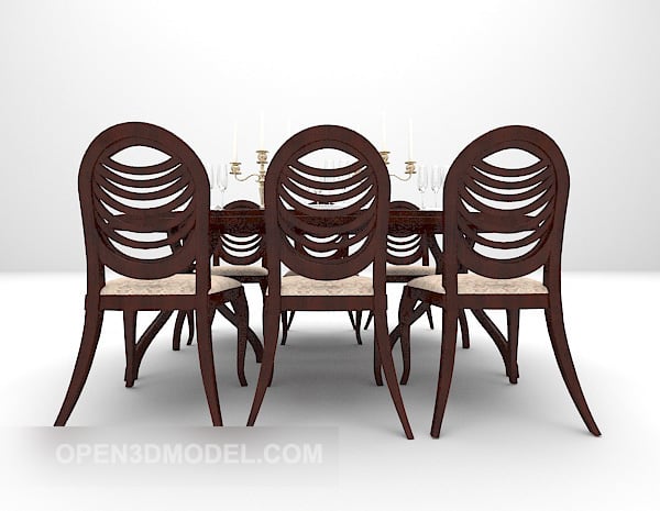 欧洲餐桌椅棕色桌子和椅子