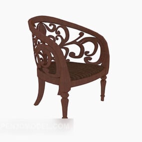 European Carved Single Chair 3d model