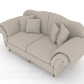 אירופאי קז'ואל פשוט אפור ספה זוגית דגם תלת מימד
