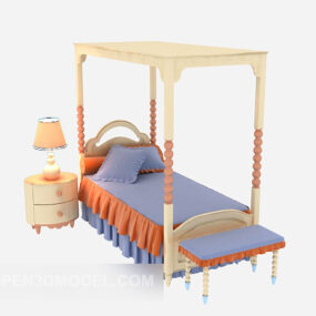European Children Poster Bed Furniture 3d model