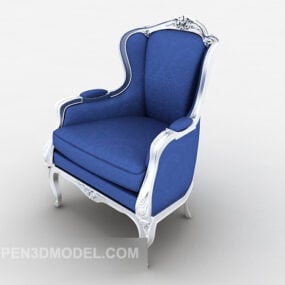 Model 3d Sofa Tunggal Klasik Eropah Warna Biru