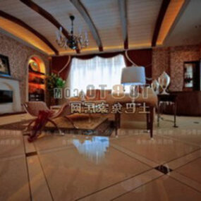 European Classical Style Living Room Furniture Interior 3d model