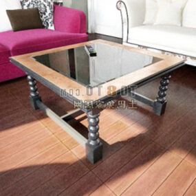 European Coffee Table Wood Legs 3d model