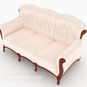 European Cream Multiplayer Sofa 3d model