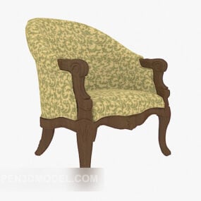 Chaise de détente européenne à motif de fleurs écrasées modèle 3D