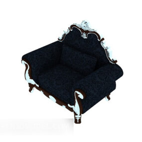 European Dark Blue Patterned Sofa 3d model