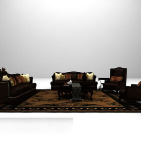 3д модель европейского темного дивана в стиле ретро