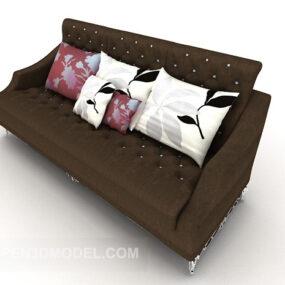 Europeisk mörk tre-personers soffa 3d-modell