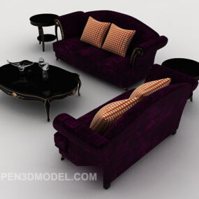 European Deep Purple Combination Sofa 3d model
