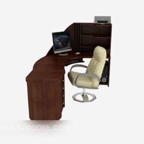 European Desk Table Chair Set 3d model