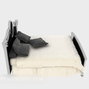 Evropská manželská postel žlutá matrace 3D model