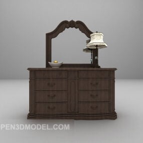 Modello 3d di mobili con specchio con cornice antica