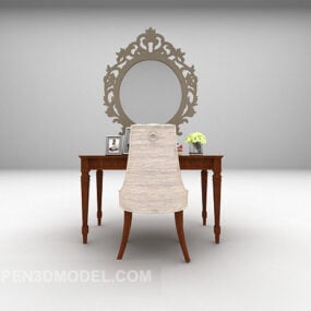 Antique Bathroom Mirror Wood Frame 3d model
