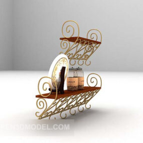 Europejskie meble z półkami z żelaznymi dekoracjami Model 3D