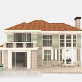 Modelo 3d de arquitectura de villa elegante europea